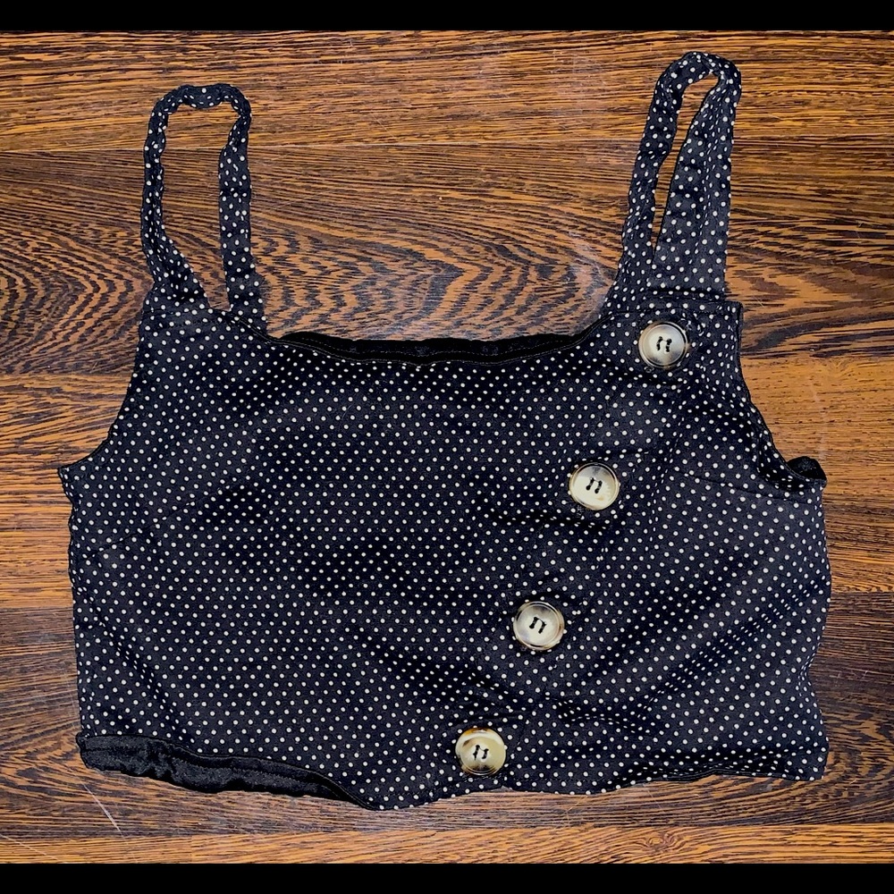 Polka dot crop top with side buttons